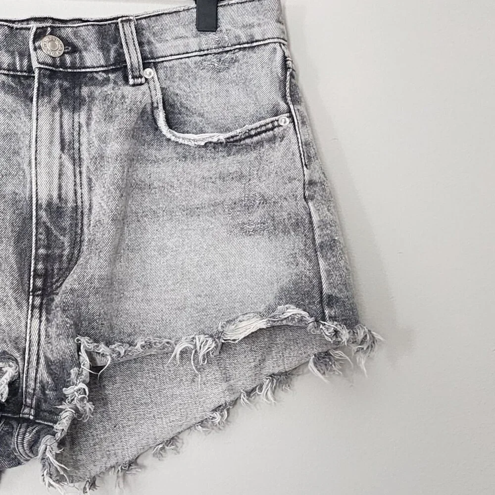 Zara denim shorts sz 8 Gray Frayed Distressed 2